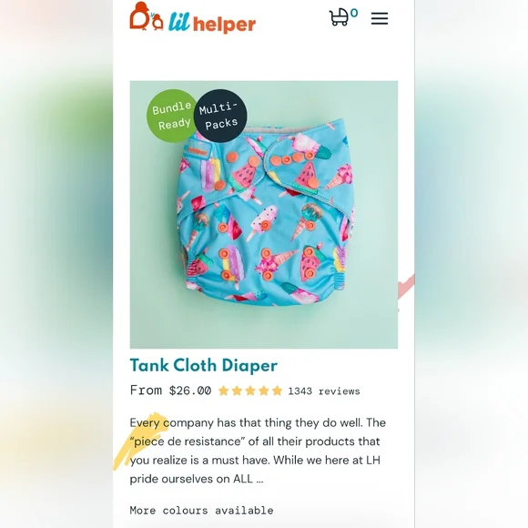 Lil Helper Cloth Diaper - Picture 3 of 3